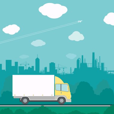 kamyon yolda gidiyor.