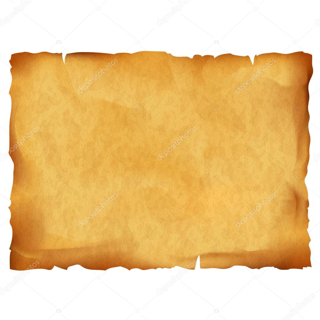 Old parchment isolated on white