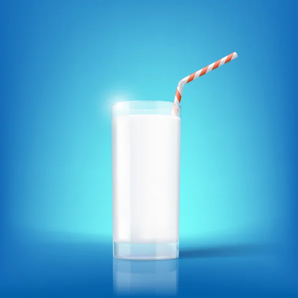 Glass of milk and straw — Stock Vector