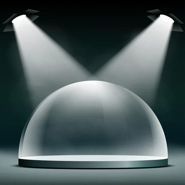 Cúpula de vidrio iluminada para presentaciones — Vector de stock