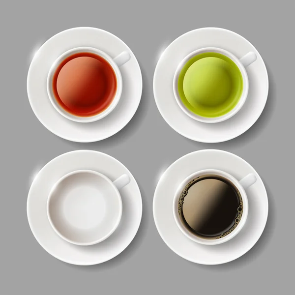 Set de gobelets en céramique avec boissons — Image vectorielle