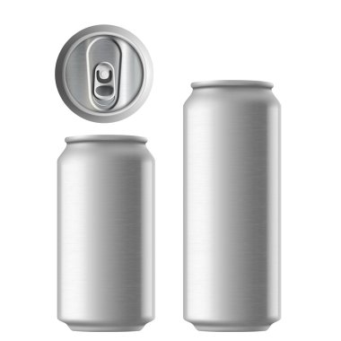 Metal alüminyum kümesi 330 ve 500 ml. Metal doku kutular. Isolat