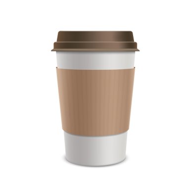 Tek kullanımlık plastik bardak kahve. Ambalaj tasarım. Üzerinde izole