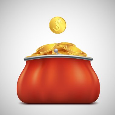 Bir çanta içinde altın sikke yığını. 