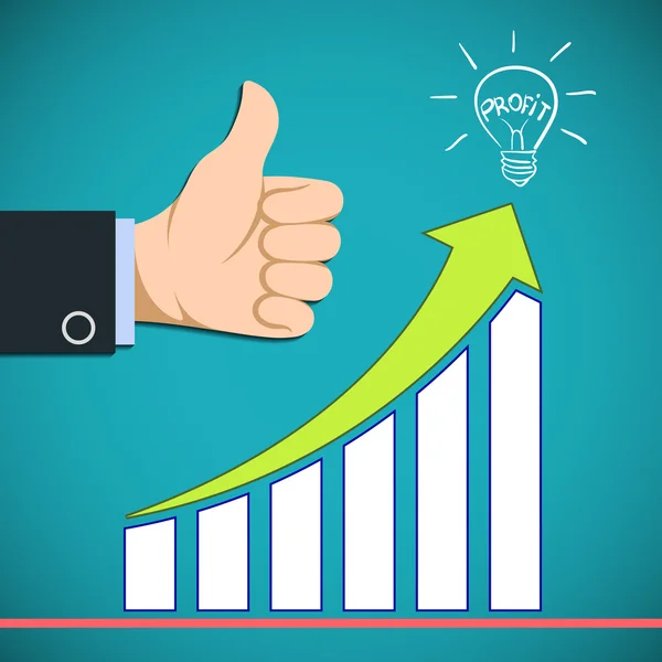 Gráfico o crescimento do lucro. Aumento da receita. Vetor de reserva illu — Vetor de Stock