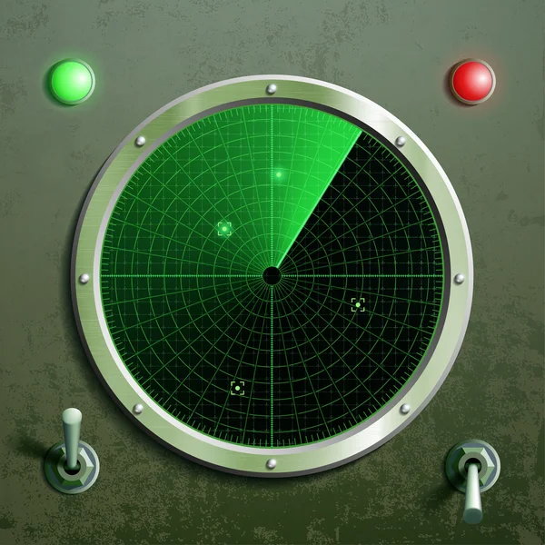 Radar verde militare . — Vettoriale Stock