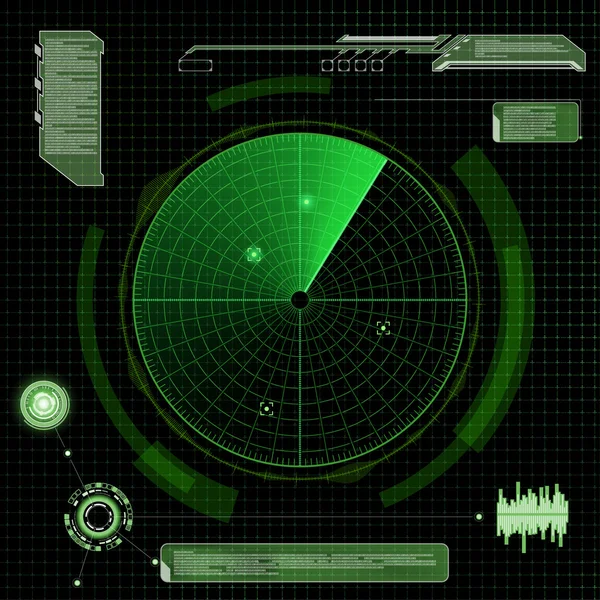 Military green radar. — Stock Vector