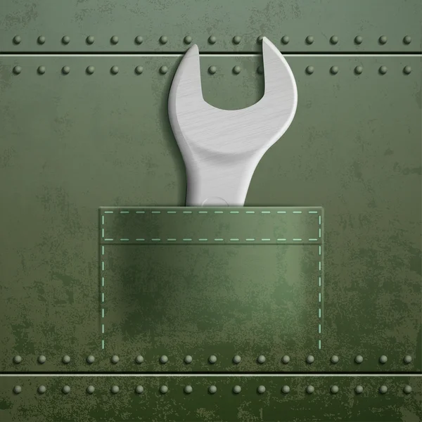 La llave está en el bolsillo. Textura industrial metálica. vector de stock — Archivo Imágenes Vectoriales