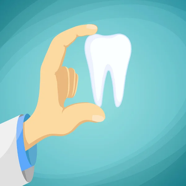 Dokter gigi memegang gigi manusia - Stok Vektor