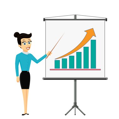 Kadın gösteren mali grafik