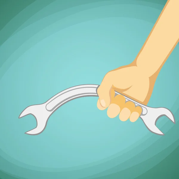 Llave doblada en la mano del hombre — Vector de stock