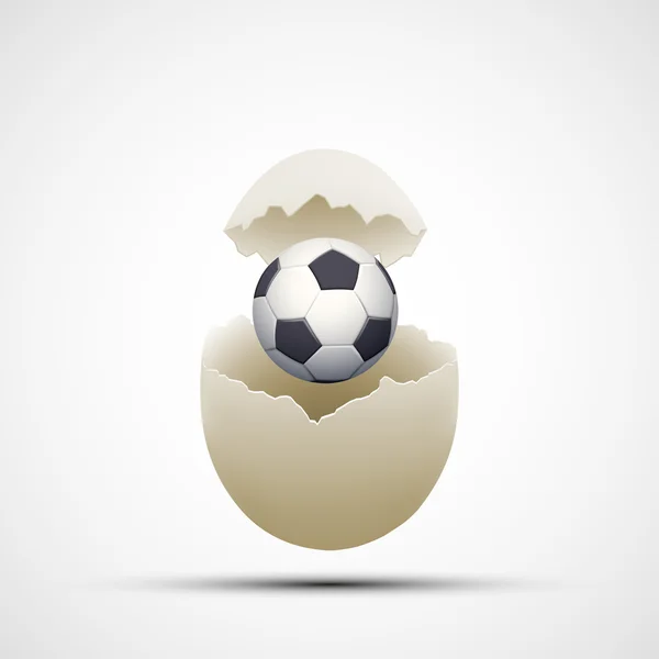 Pelota de fútbol en huevo de gallina — Vector de stock