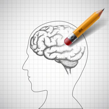 Pencil erases human brain clipart