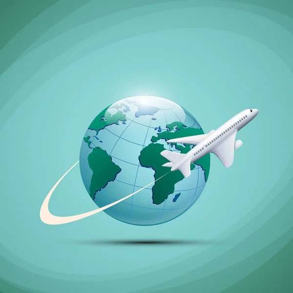 Airplane around planet. — Stock Vector