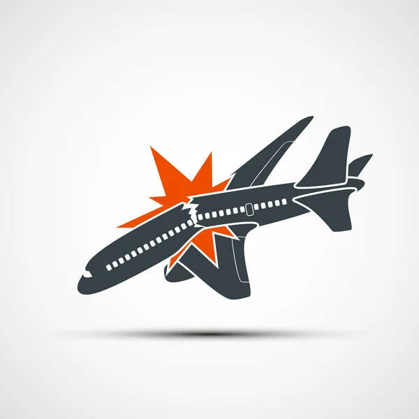 Icon plane crash. Terrorist act in the air. Stock vector illustr — Stock Vector