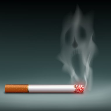 Sigara içerken duman formdaki bir iblis. Sigaranın zararı.