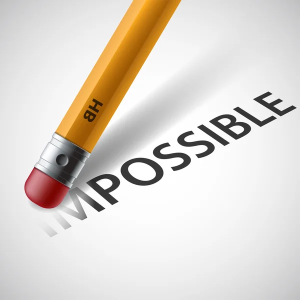 Pencil erases the word impossible. Stock vector. — Stock Vector