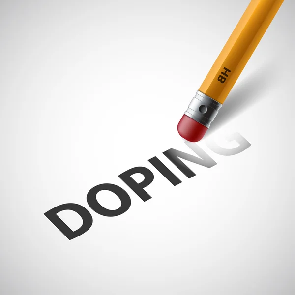 Lápis com uma borracha apaga a palavra doping. Vetor — Vetor de Stock