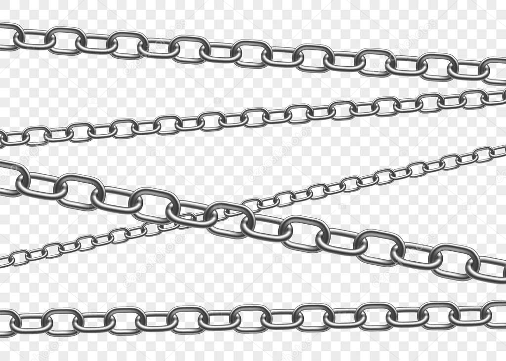 Metal chains or shackles isolated on a transparent background. Vector illustration