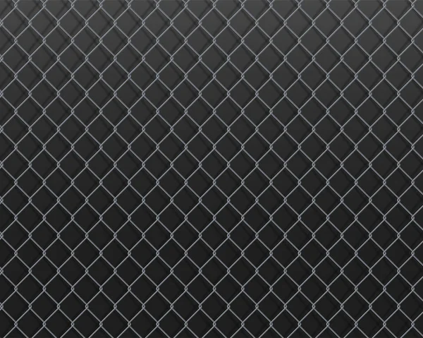 暗い金属の背景にワイヤーメッシュフェンス ベクターイラスト — ストックベクタ