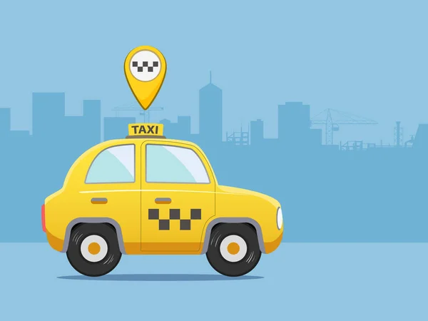 Yellow Taxi Car City Streets Vector Illustration — Stock Vector