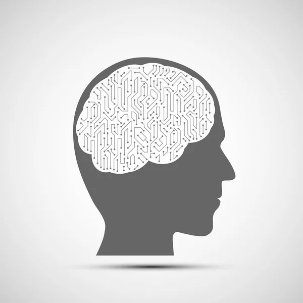 Ηλεκτρονικό Κύκλωμα Εικόνας Μέσα Στο Ανθρώπινο Κεφάλι Εικονογράφηση Διανύσματος — Διανυσματικό Αρχείο