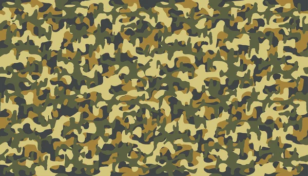 Autumn Yellow Camouflage Pattern Seamless Template Fabric Vector Background — Stock Vector