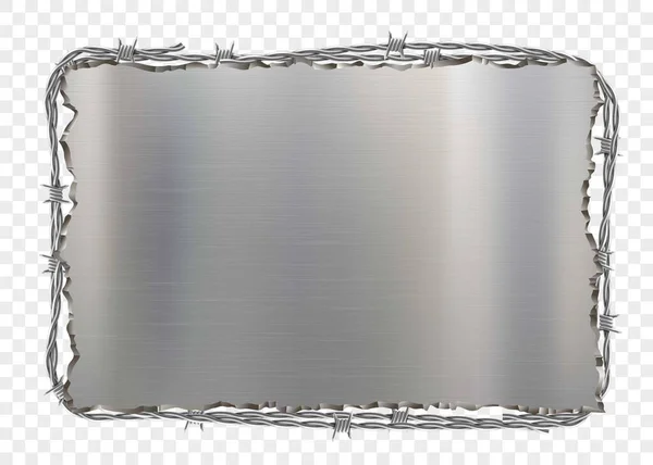 Dikenli Telli Metal Plaka Şeffaf Bir Arkaplanda Izole Edilmiş Bir — Stok Vektör