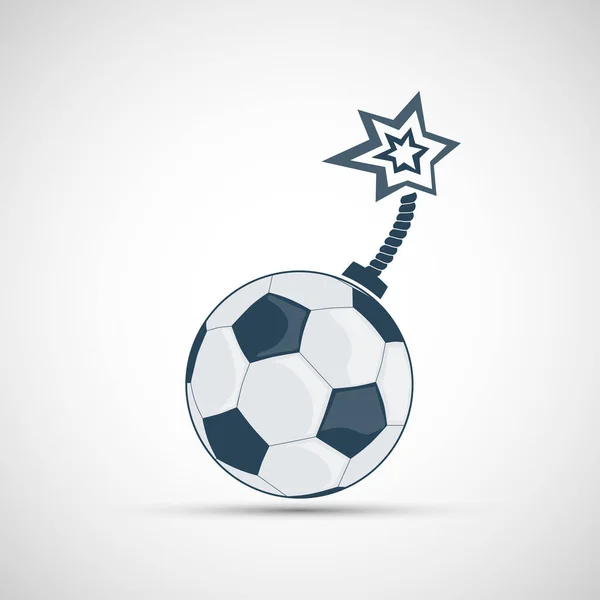 Pelota Fútbol Como Una Bomba Con Mecha Icono Aislado Sobre — Vector de stock