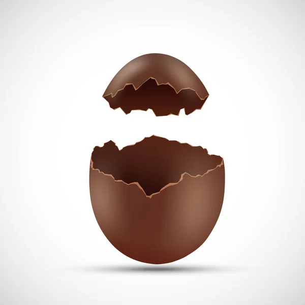 Uovo Cioccolato Rotto Aperto Isolato Sfondo Bianco Illustrazione Vettoriale — Vettoriale Stock