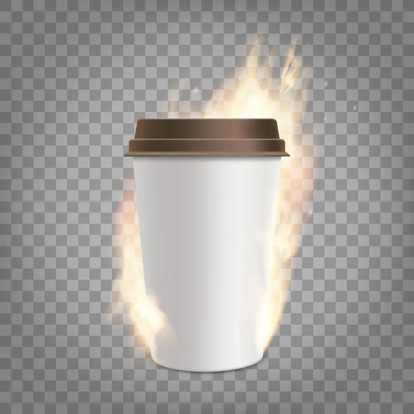 Coffee Paper Cup Fresh Coffee Fire Template Isolated Transparent Background — Stock Vector