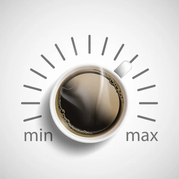 Top View Cup Coffee Volume Control Scale Isolated White Background — Vettoriale Stock