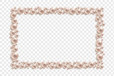 İnci kare çerçeve. Banner şablonu şeffaf arkaplanda izole edildi. Vektör modellemesi