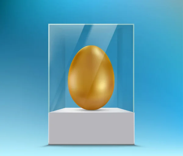 Golden Chicken Egg Glass Cube Vector Illustration — Stock Vector