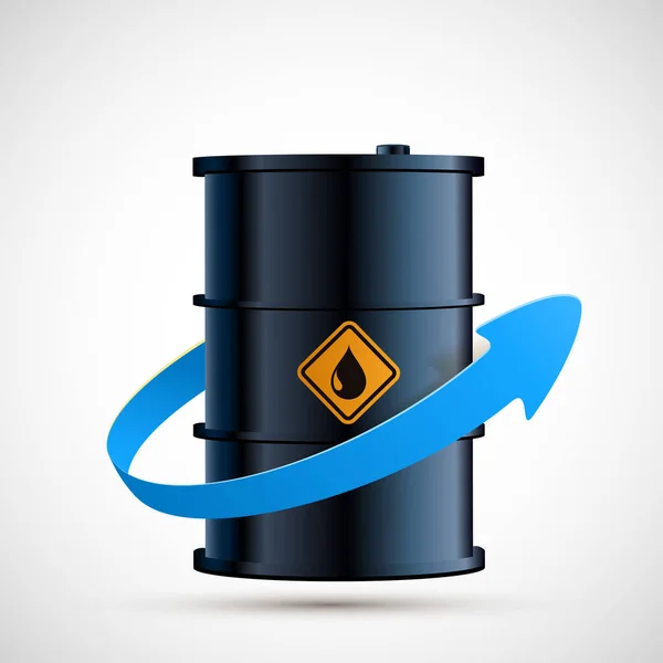 矢印を指して油やガソリンのバレル 白地にアイコンを隔離 ベクターイラスト — ストックベクタ
