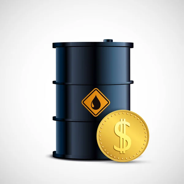 Olievat Gouden Dollar Munt Geïsoleerd Witte Achtergrond Vectorpictogram — Stockvector