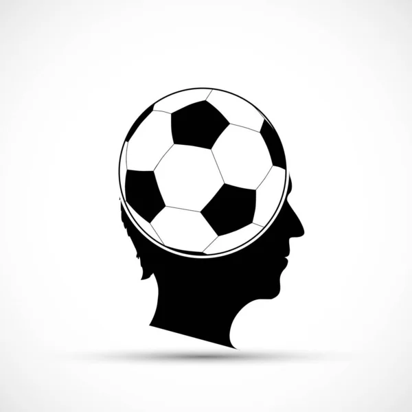 Cabeza Fanático Deportivo Con Pelota Fútbol Dentro Icono Vectorial Aislado — Vector de stock