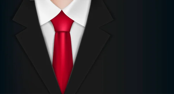 Empresario Con Traje Negro Corbata Roja Fondo Para Tarjeta Visita — Vector de stock