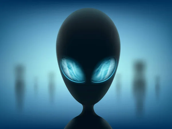 Alien Stehen Auf Dem Hintergrund Von Glühendem Licht Vektorillustration — Stockvektor