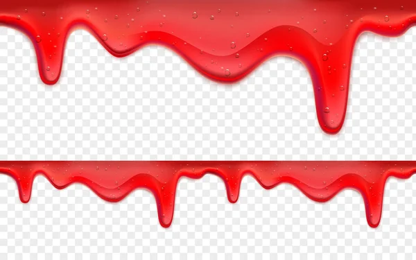 Dripping Strawberry Jam Slime Seamless Pattern Isolated Transparent Background — Stockový vektor