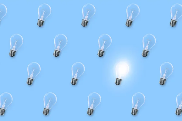 Light Bulbs Blue Background Concept Idea Vector Illustration — Stockvector