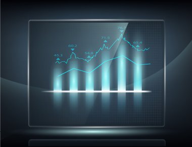 büyüme grafik şeffaf ekran üzerinde