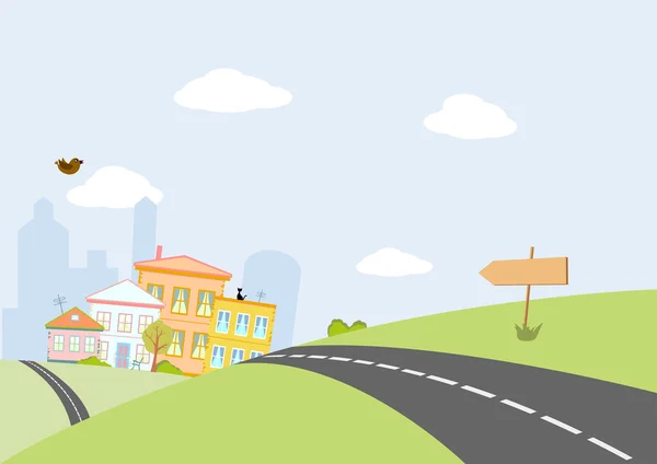 Camino en la ciudad — Vector de stock