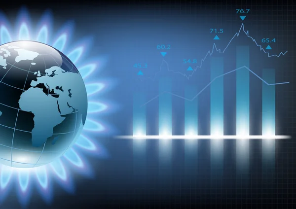 Planeet aarde in de blauwe vlam van een gasbrander. Vector illustrat — Stockvector