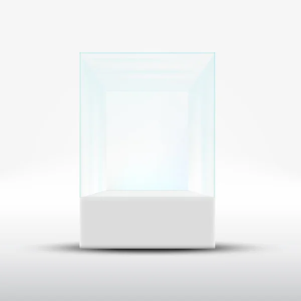 Vitrine en verre vide pour exposition isolée sur fond blanc — Image vectorielle