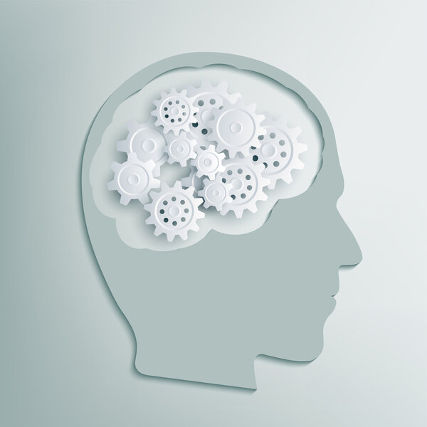 человеческая голова с шестернями внутри
