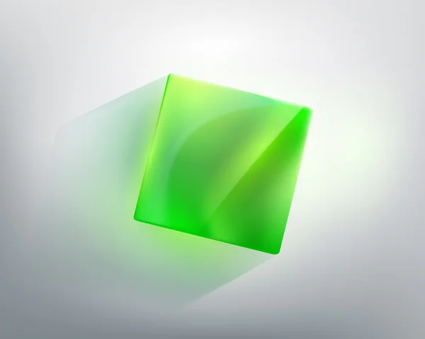 抽象与一个绿色的玻璃立方体 — 图库矢量图片
