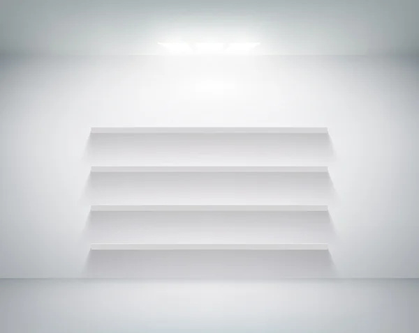 Empty shelf on white wall — Stock Vector