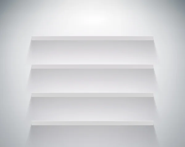 Empty shelf on white wall — Stock Vector