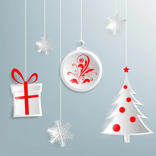 Fond de Noël avec des décorations de Noël faites ? ? de papier — Image vectorielle